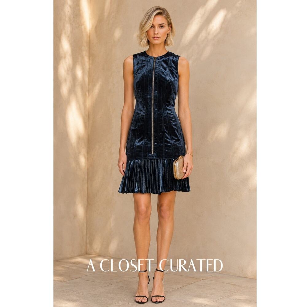3.1 Phillip Lim Sunburst Pleat Hem Mini Dress 4 Blue NEW